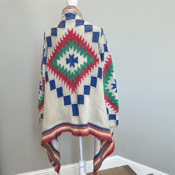 Beautiful Vintage Southwest Ralph Lauren sweater open front cardigan wrap Medium - Picture 7 of 10